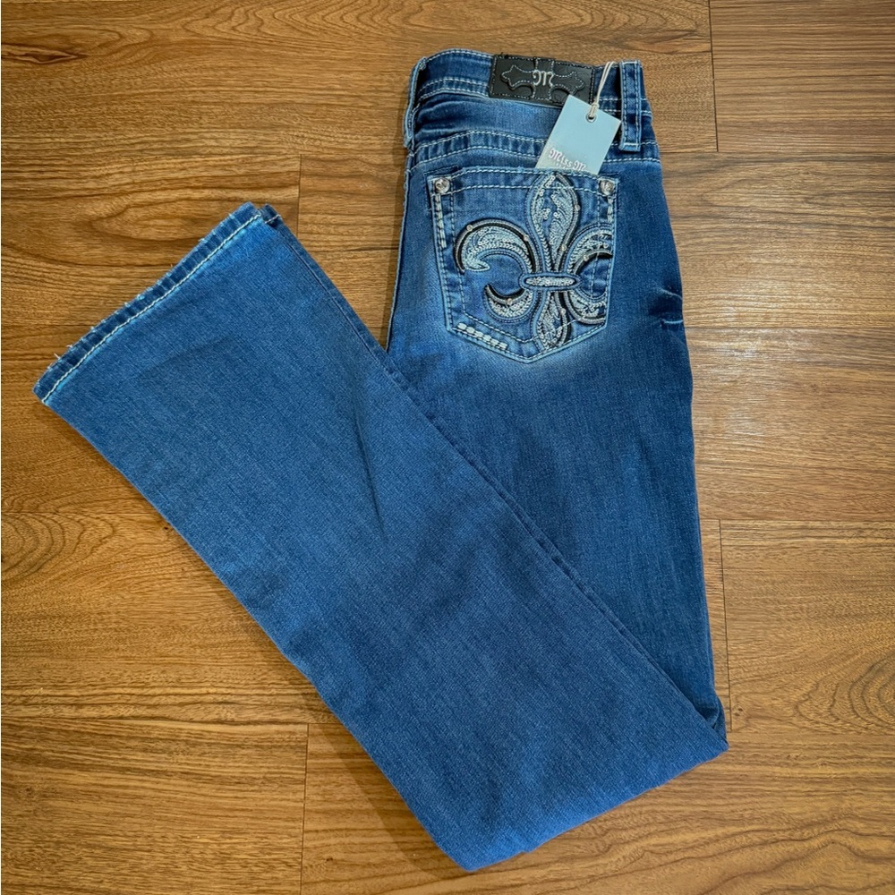 Miss Me Blue Denim Jeans with Embroidered Pocket